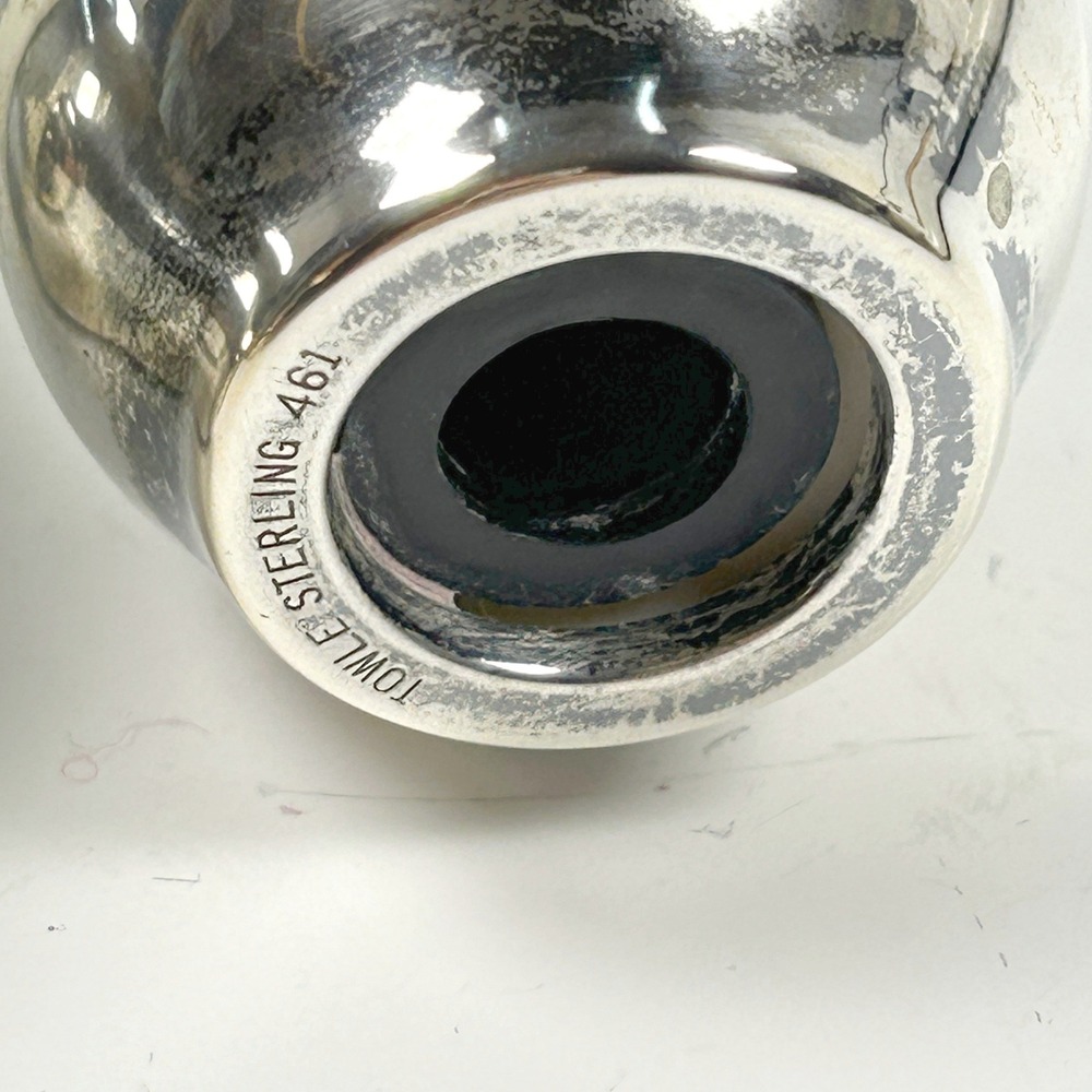 Towle Sterling Silver & Lenox Porcelain Egg Vintage Salt & Pepper Shakers #461 - Picture 3 of 8